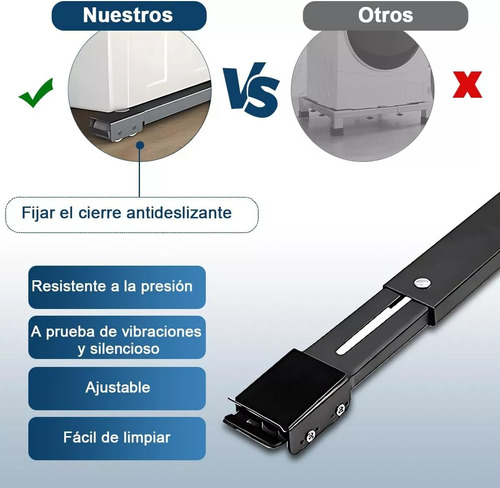 Soporte Ajustable Base Ruedas Estufa Lavadora Refrigerador Negro