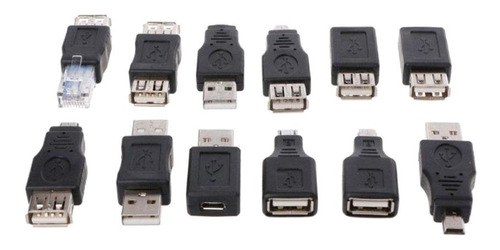 12pcs Otg Usb 2.0 Micro Mini Usb Rj45 Convertidor