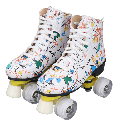 Patines De Ruedas De 4 Ruedas De Doble Hilera, Color Blanco