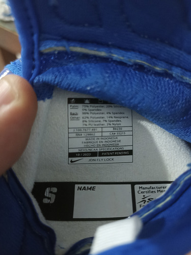Guantes Basquet Niño Talle S Nike Azul S (Usado)