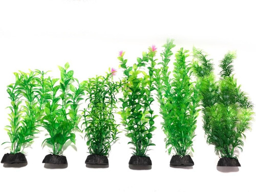 Imagem 1 de 6 de Plantas Artificiais Aquário Green Misto - 3un 20cm 3un 30cm