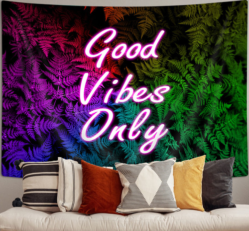 Good Vibe Only Tapiz Pared Hoja Verd Luz Neon Palabra Fresca