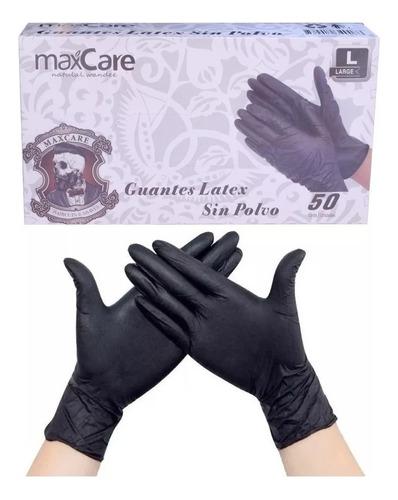 Caja D Guantes D Latex Sin Polvo Talla S / Maxcare 50 Unid 