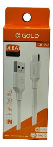 Kit 5x Cabo A'gold Tipo C 1m 4.8a Saida Mas Forte