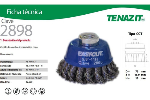 Cepillo De Alambre Trenzado Copa 3 X 5/8 Austromex Aus-2898