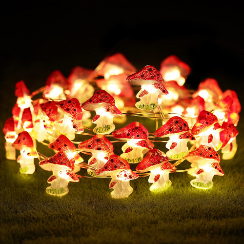 Luces De Decoracin De Hongos En Serie, De 10 Pies, De Alambr