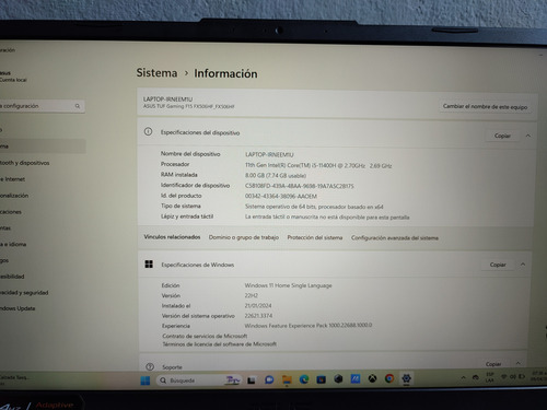 Laptop Gamer Asus Tuf F15 Core I5 11 Generación 512gb Ssd 8g (Usado)