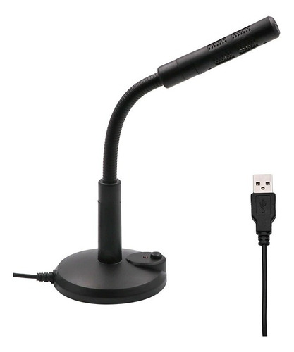 Micrófono Pedestal Usb, On/off, Omnidireccional, 26 Cm. Abs