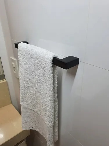 Toalheiro De Parede Guriri 30cm Aço Inox Preto