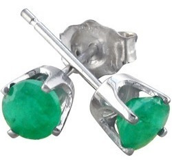 Arete Broquel De Esmeralda Oro Blanco U Amarillo 14k