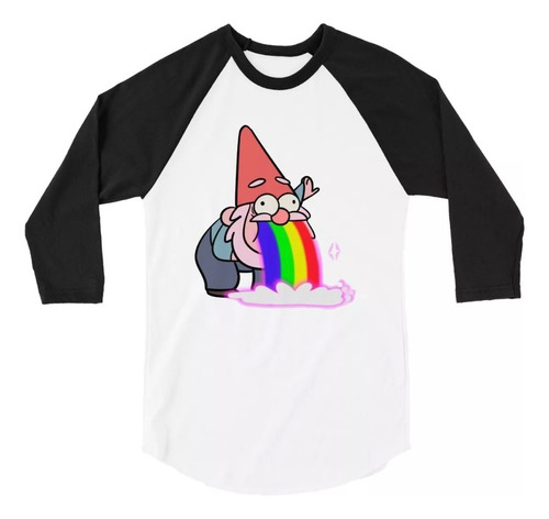 Playera Raglan Jason Gnomo Vomitando Gravity Falls Manga 3/4