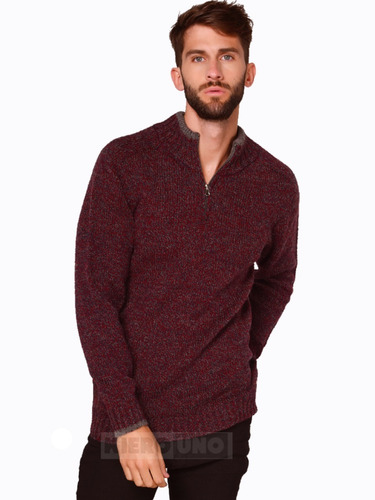 Imagen 1 de 7 de Sweater Hombre Pullover De Lana Cuello Con Cierre Kierouno