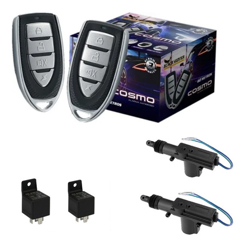 Kit Alarma Automotriz Black Hunter Cosmo 2 Seguros 2 Relays