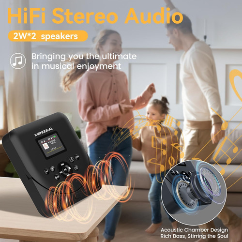 Reproductor De Cd Portátil Con Bluetooth Y Transmisor Fm