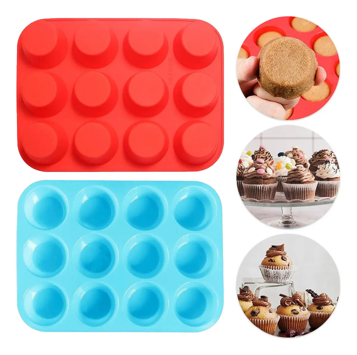 FTWLNR 2pz Moldes Silicona Para Cupcakes Reutilizable Molde Hornear moldes cupcakes,moldes silicona,cupcakes molde,moldes hornear