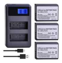 Comprar 3 Baterías Lp-e10 + Cargador Doble Lc-e10 Canon T3 T5 T6 T7 