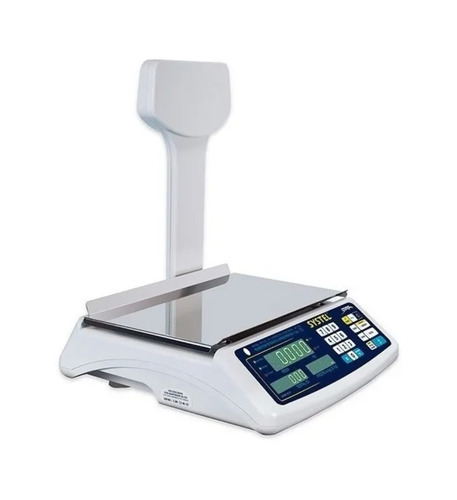 Balanza comercial digital Systel Croma con batería 31kg con mástil 100V/240V blanco 367 mm x 217 mm