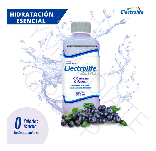 Electrolit Zero Rehidratante Sabor Mora Azul 625ml (12 Pack)