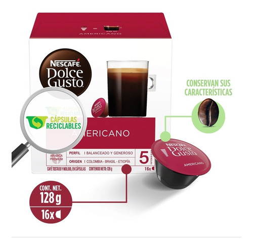 Imagen 6 de 10 de Cápsulas De Café Nescafé Dolce Gusto Americano