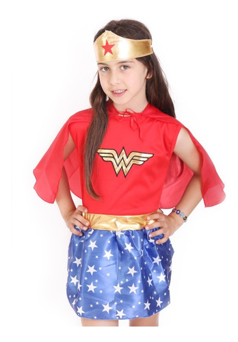 Disfraz Infantil Mujer Maravilla Con Vincha Y Capa M/l