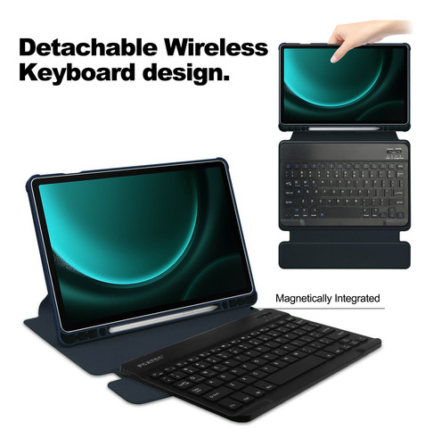 Funda Keyboard Ive Adecuada Para Tab A9 Plus+rotación De 360