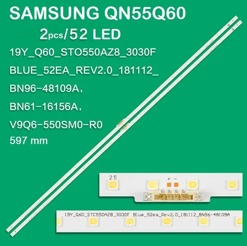 Tiras Leds - Qn55q60 - 52 Leds - Blue Leds - 597mm