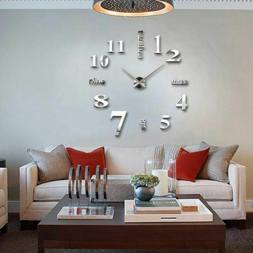 T Reloj De Pared Diy 3d Acrílico Stick On Marco Silent Clock