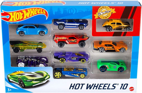 Hot Wheels, Paquete De 10 Unidades (los Estilos Pueden Varia