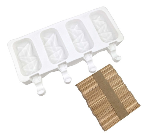 Molde De Silicona Para Paleta Helado Prismático + 50 Palitos