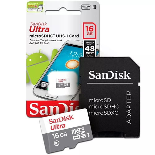 Cartão Micro Sd Ultra 16gb Sandisk 48mb/s Classe 10 Lacrado