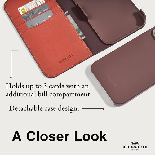 Capa Para Celular Coach Signature Canvas Wallet iPhone 15 Ta