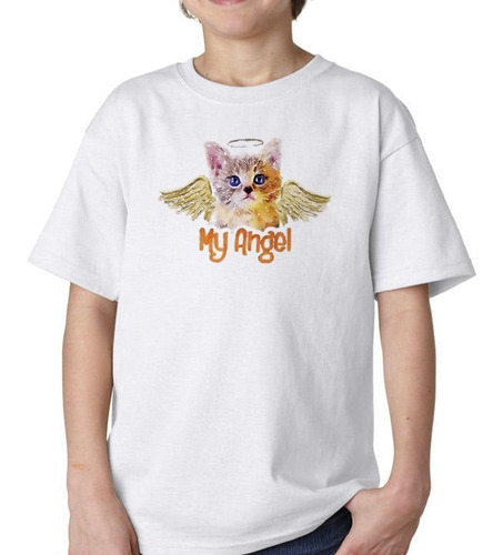 Remera De Niño Gato Angelito Cat My Angel