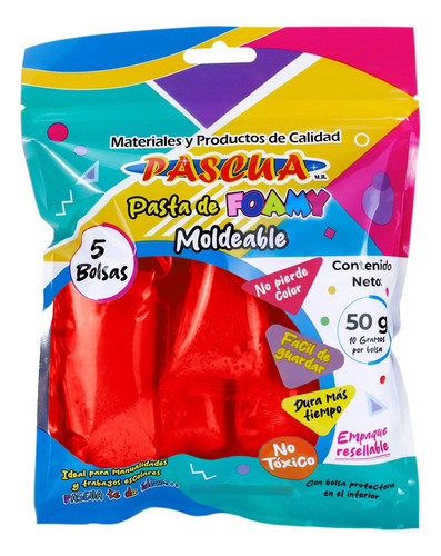 Fomi Foamy Moldeable Pascua  50 Gramos Diferentes Colores Rojo