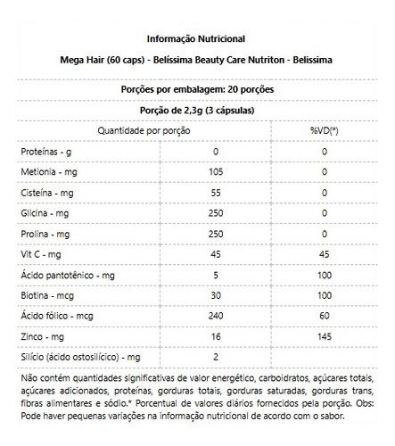Mega Hair (60 Caps) - Padrão: Único Sem Sabor