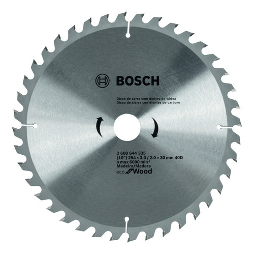 Disco De Serra P/ Madeira 254 X 30 X 40 Dentes Ecoline Bosch