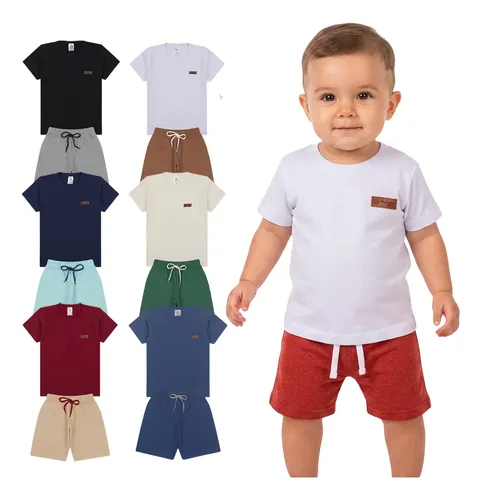 Kit 3 Conjuntos De Roupa Bebe Menino Infantil Basico Casual