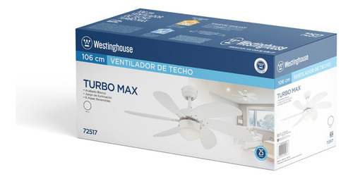 Ventilador de techo Turbo Max 42 Pulgadas Blanco Seis Aspas Westinghouse