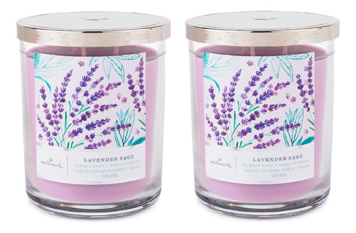 Set De 2 Velas Aromáticas 3 Mechas Relajantes Hallmark Fragancia Salvia Y Lavanda Lavender Sage