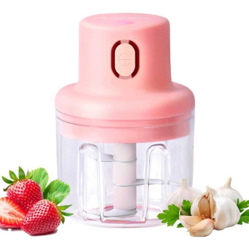 Multiprocessador Mini Moedor Elétrico Alho Cebola Sem Fio Cor Rosa 110V/220V