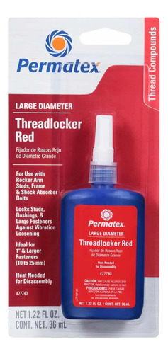 Trabador Para Pernos Grandes Rojo 36ml Permatex (27740)