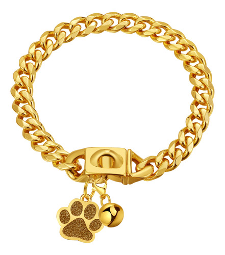 Luxlife Collar De Cadena Para Perro, Collar De Perro Dorado