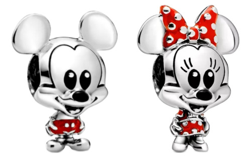 Set 2 Dijes Para Pulsera O Collar, Diseño Minnie Y Mickey