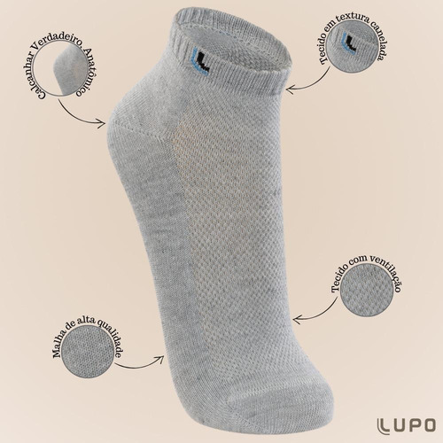 Kit 6 Pares Meias Masculina Lupo Cano Curto Algodão