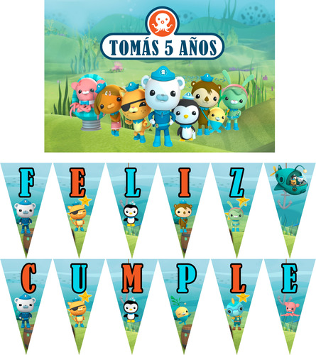 Los Octonautas Cartel Y Banderin Decoracion Cumpleaños