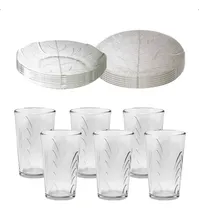 Comprar Vajilla 18 Piezas Platos Vasos Vidrio Durax Labrado Kuchen