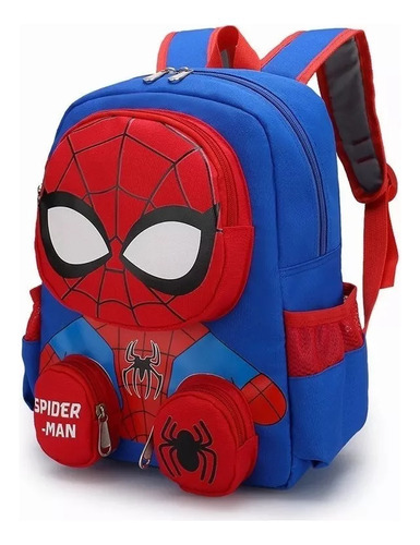 Mochila Spider Man 3d Escolar Primaria Kindergarten Para Niñ Color Azul Claro Diseño De La Tela Small School Bag