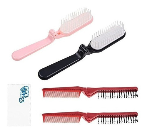 Kare &amp; Kind 4x Foldable Hairbrush And Comb - Pocket-siz.