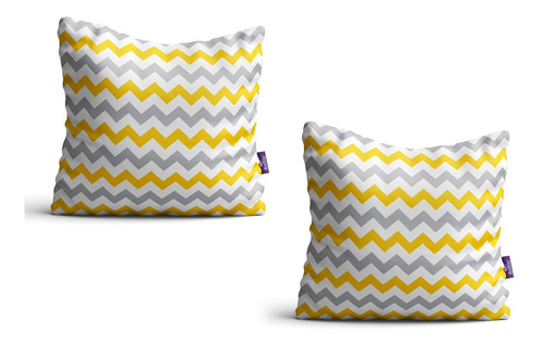 Capas De Almofadas Chevron Amarela E Cinza 2un 35x35cm