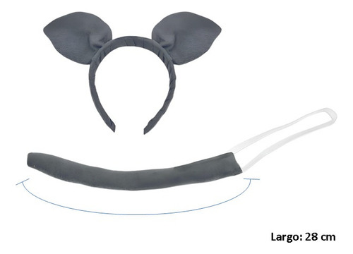 Diadema Y Cola De Animales Disfraz Primavera 2 Pzas Elefante