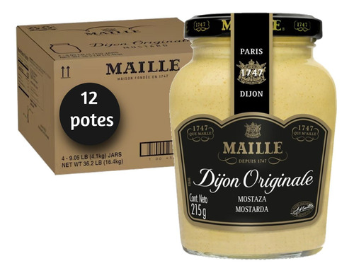 Mostarda Francesa Maille Dijon Original 215g (12 Potes)